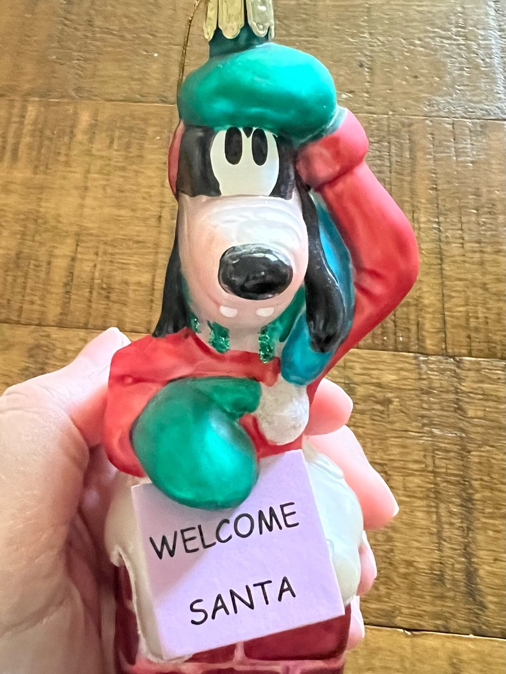Vintage Disney Blown Glass Christmas Ornament Goofy